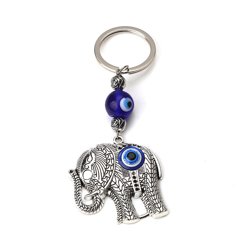Turkey evil eye elephant hamsa hand  tree life glass beads keychain