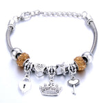 Antique Original Crown key lock Shape 6 colors Charm Bracelets