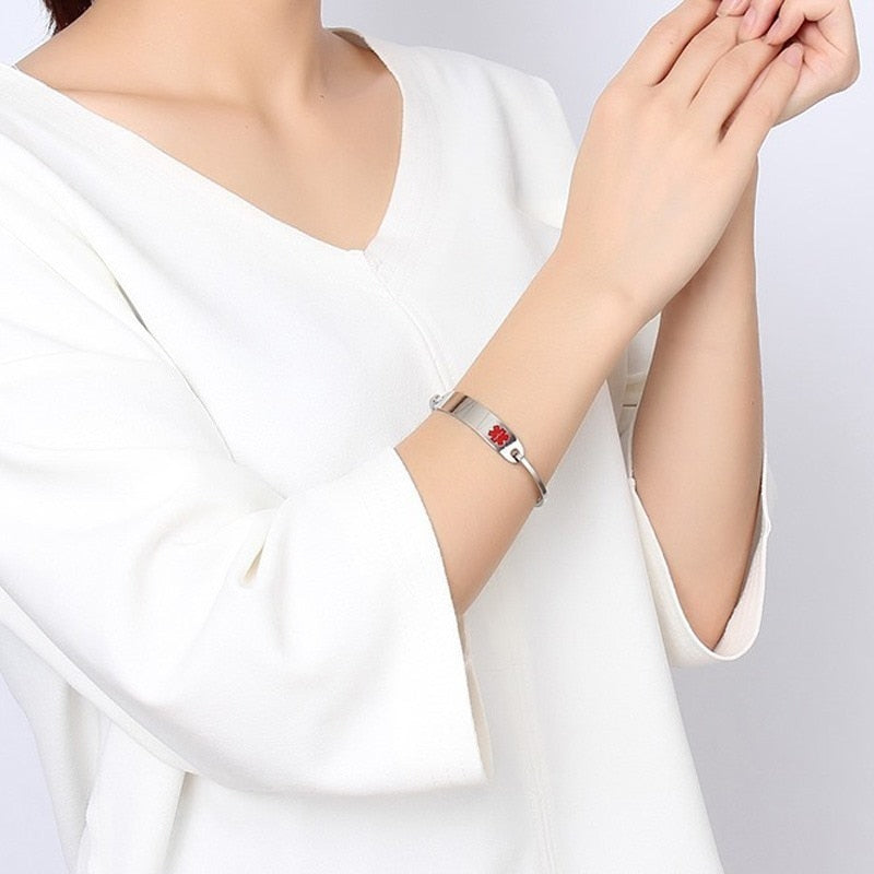 Vnox Free Engraving Stainless Steel Medical Alert ID Bangle Personalized Bracelet