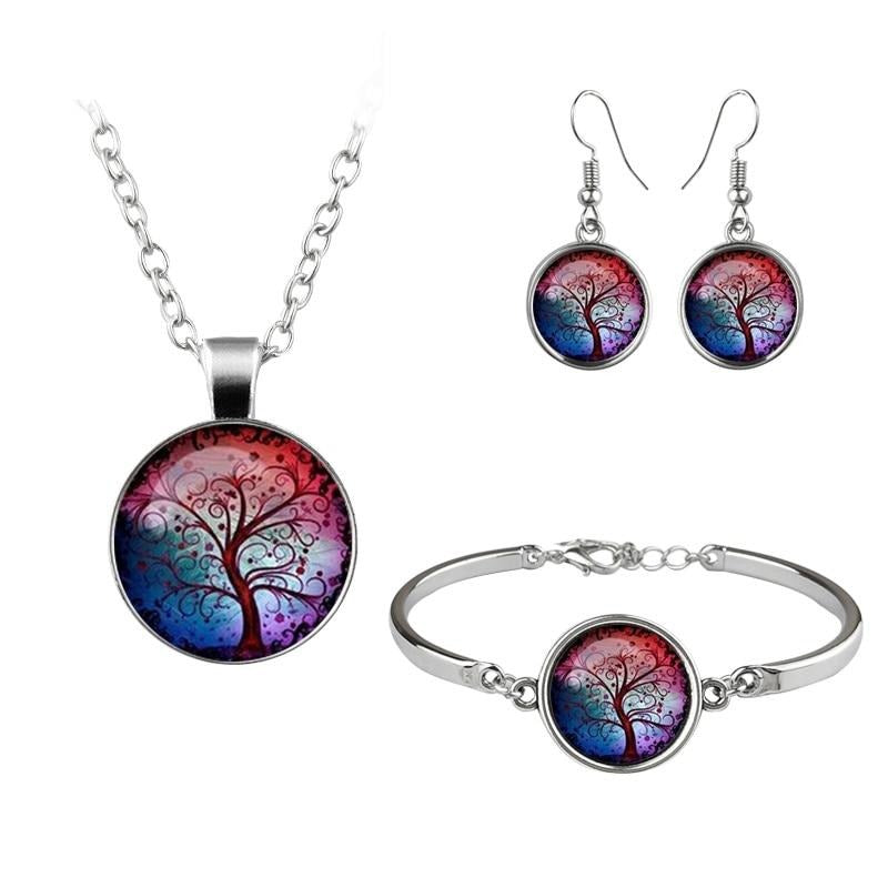 Dome Necklace Bracelet Earrings For Women