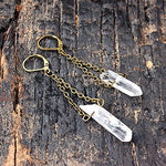 Raw Rainbow Quartz Crystal Drop Earrings