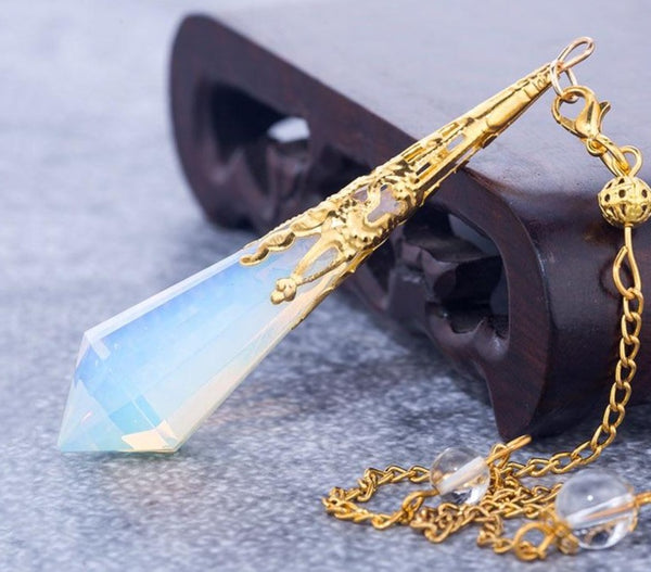 quartz Opalite opal pendulos sacred geometry healing crystals pendant