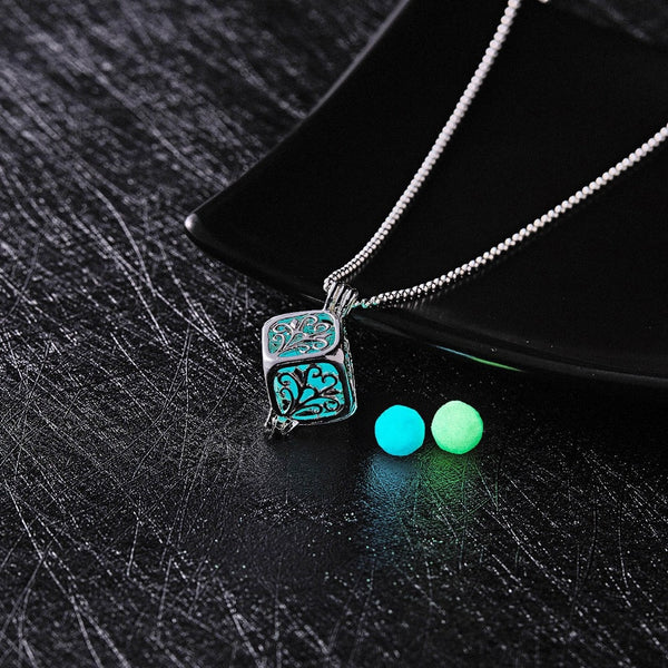 Glow In The Dark Moon Square Heart Necklaces