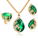 bridal gold color necklace earrings Ring