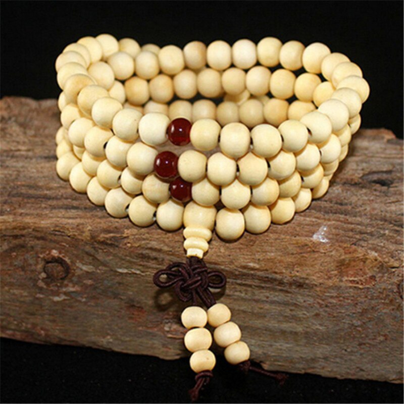 Multilayer 108 Wood Beads Lotus OM Bracelet Tibetan Buddhist Mala Buddha Charm Rosary Bracelet Yoga Wooden For Women Men