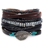 Leaf Feather Multilayer Leather Bracelet
