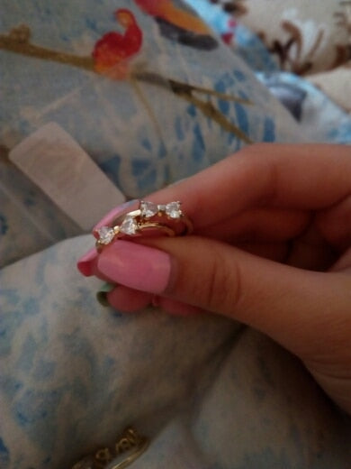 Crystal Rings Gold Color Finger Bow Ring