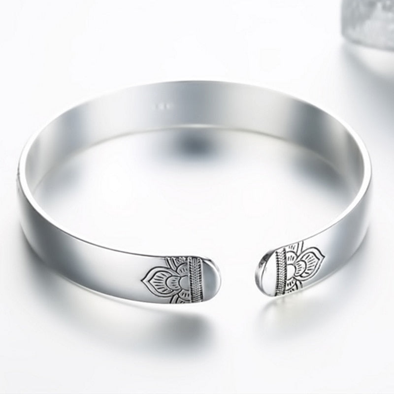 925 sterling silver Jewelry Lotus retro silver leaf black bracelet