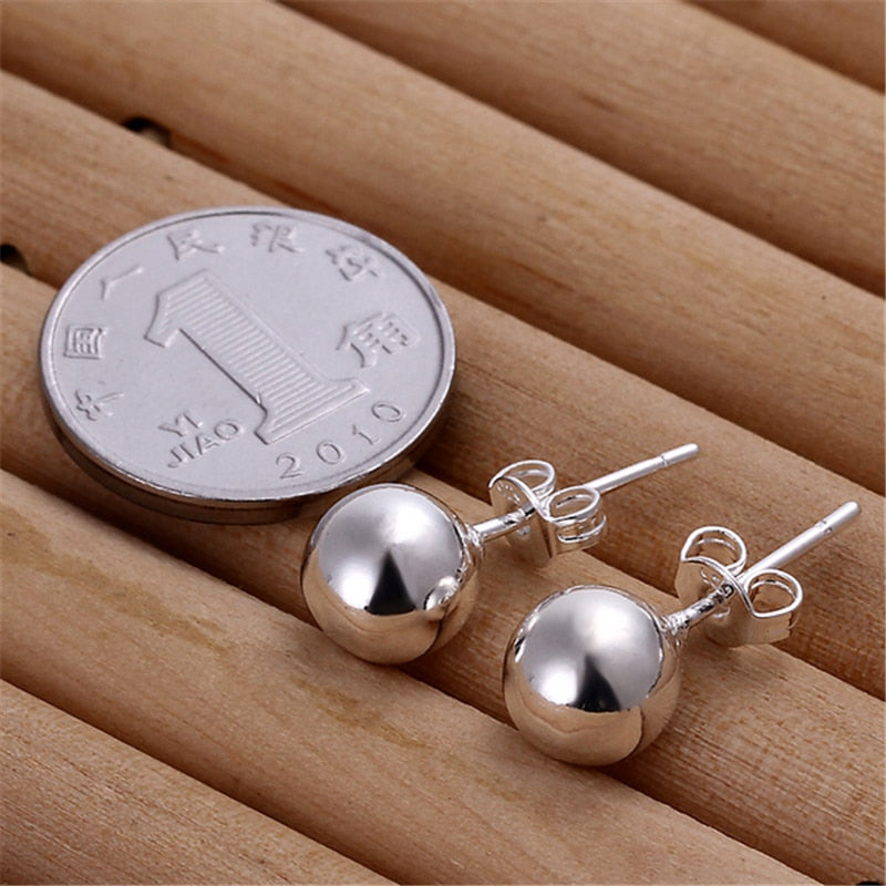 Round Smooth Solid Bead Ball Stud Earrings