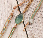 Aventurine Bead Leather Wrap Bracelet