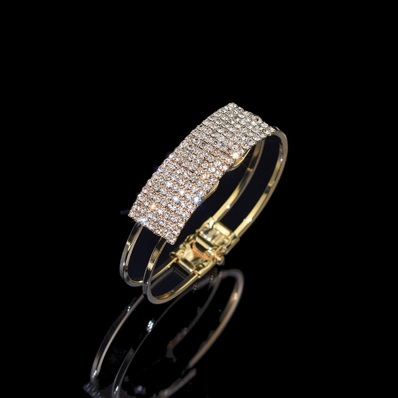 Crystal Cuff Bracelets for Women Gold Silver Plated Bracelet 
