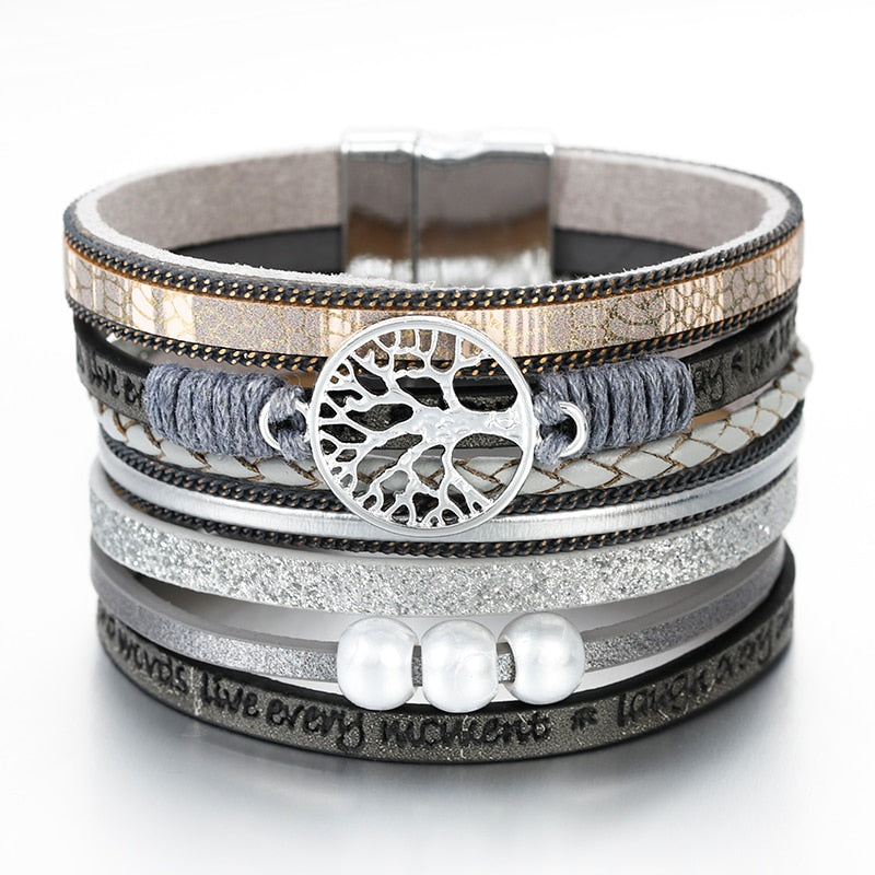 Tree Of Life Women Leather Bracelet
