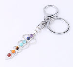 Reiki 7 Chakra Stones Keychain Tree of Life