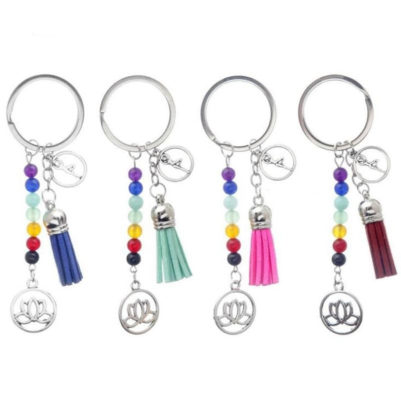 Healing Crystals Stone Chakra Pray Keychain