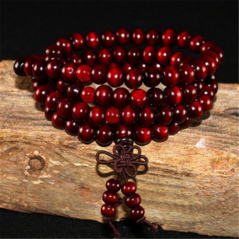 Multilayer 108 Wood Beads Lotus OM Bracelet Tibetan Buddhist Mala Buddha Charm Rosary Bracelet Yoga Wooden For Women Men