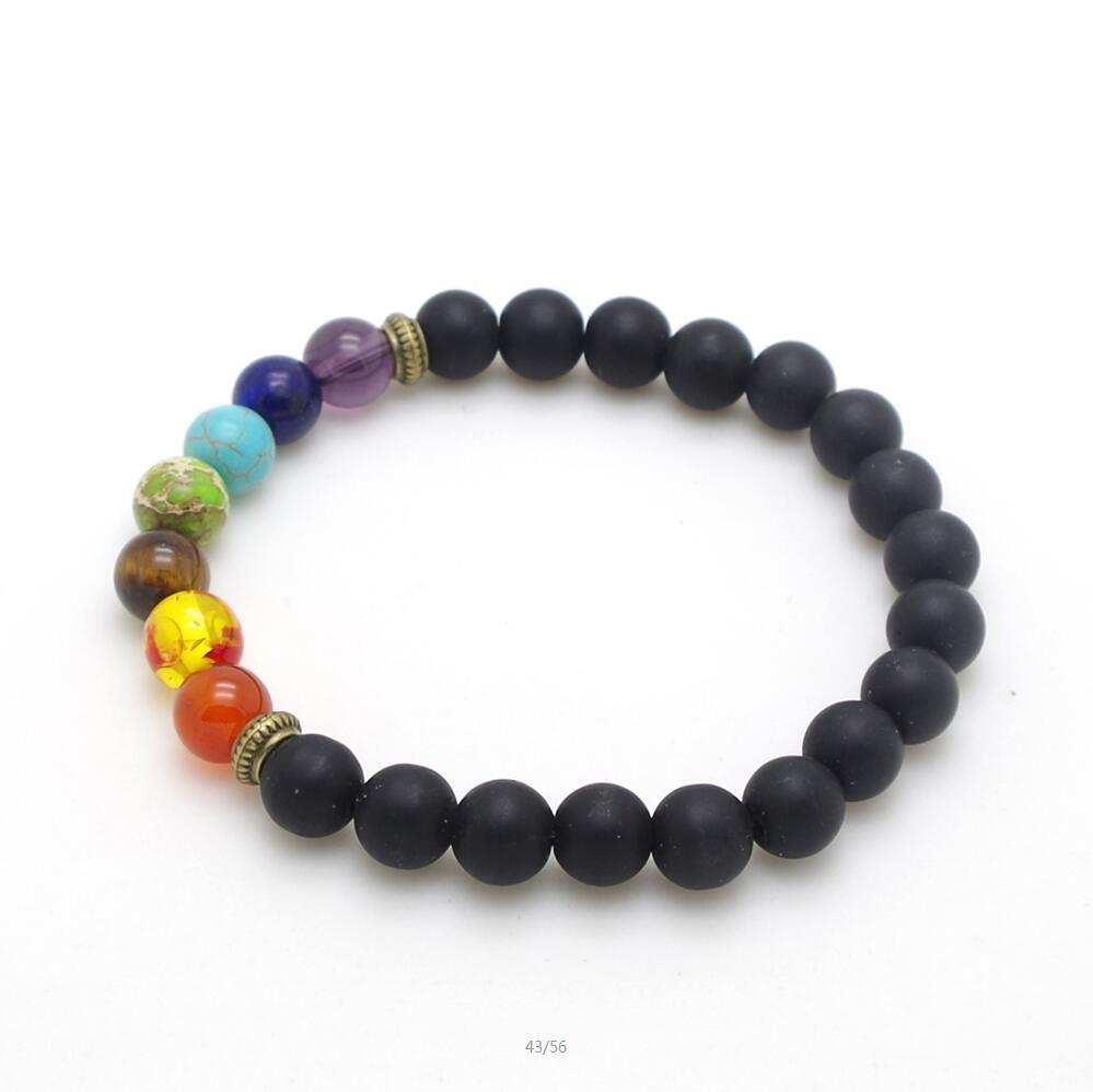 Chakra Mixed Stone Healing Pray Mala Beads Jewelry Balancing Bracelet