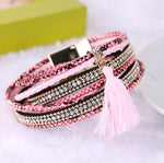 Leather Bracelet Charm Pearls Bracelets & Bangles