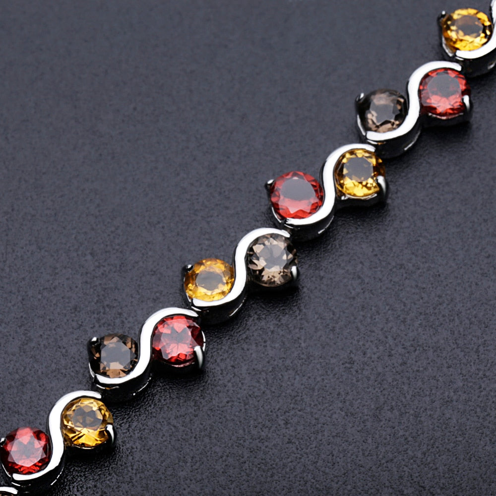 Natural Garnet Citrine Smoky Quartz Tennis Bracelet
