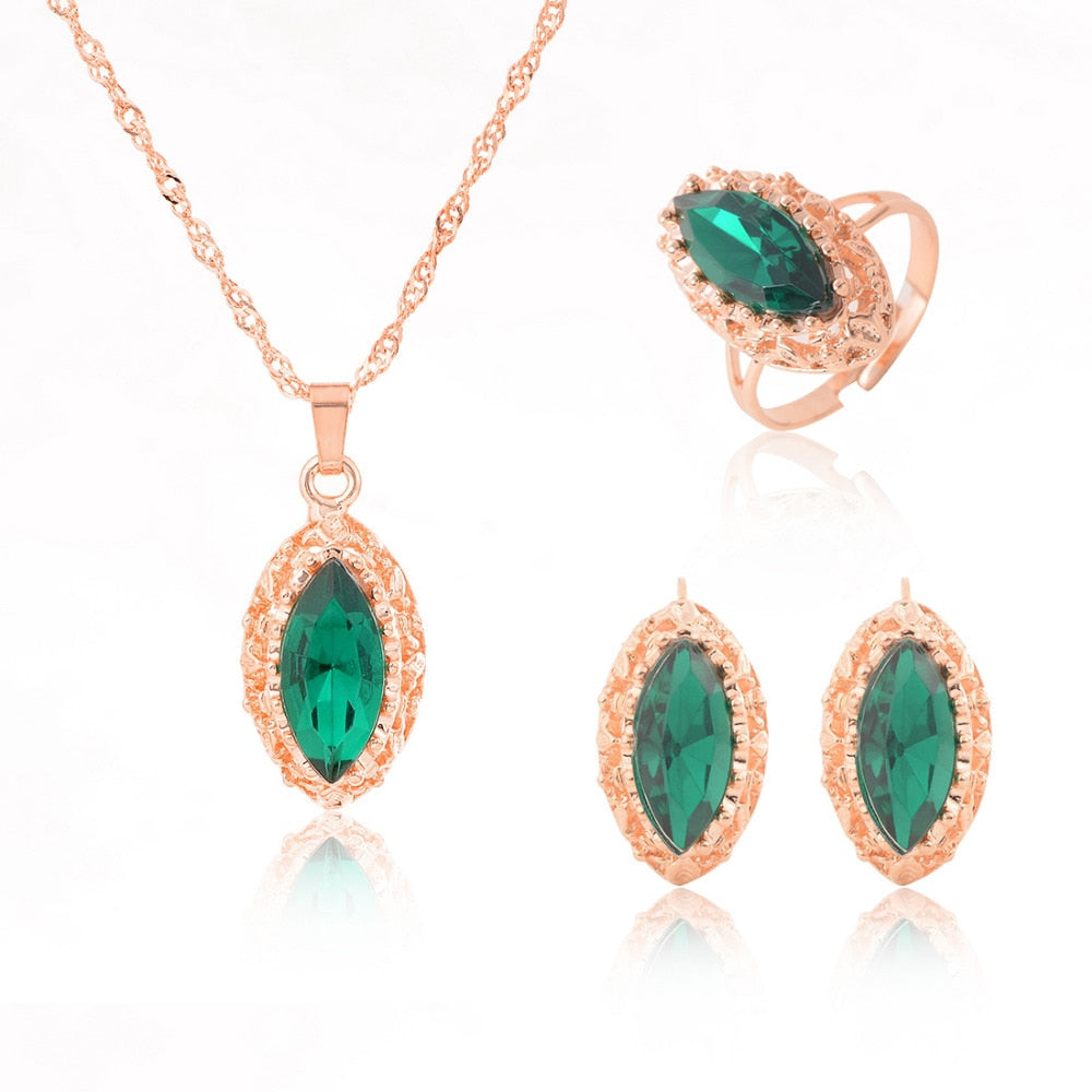 bridal gold color necklace earrings Ring
