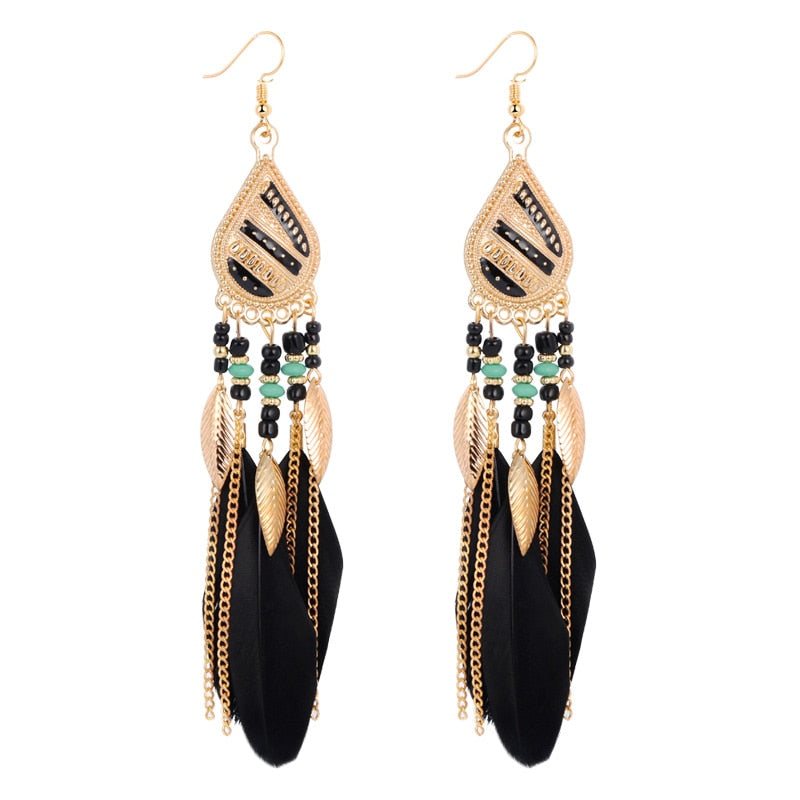 Feather Style Ethnic Boho Big Dangle Earring