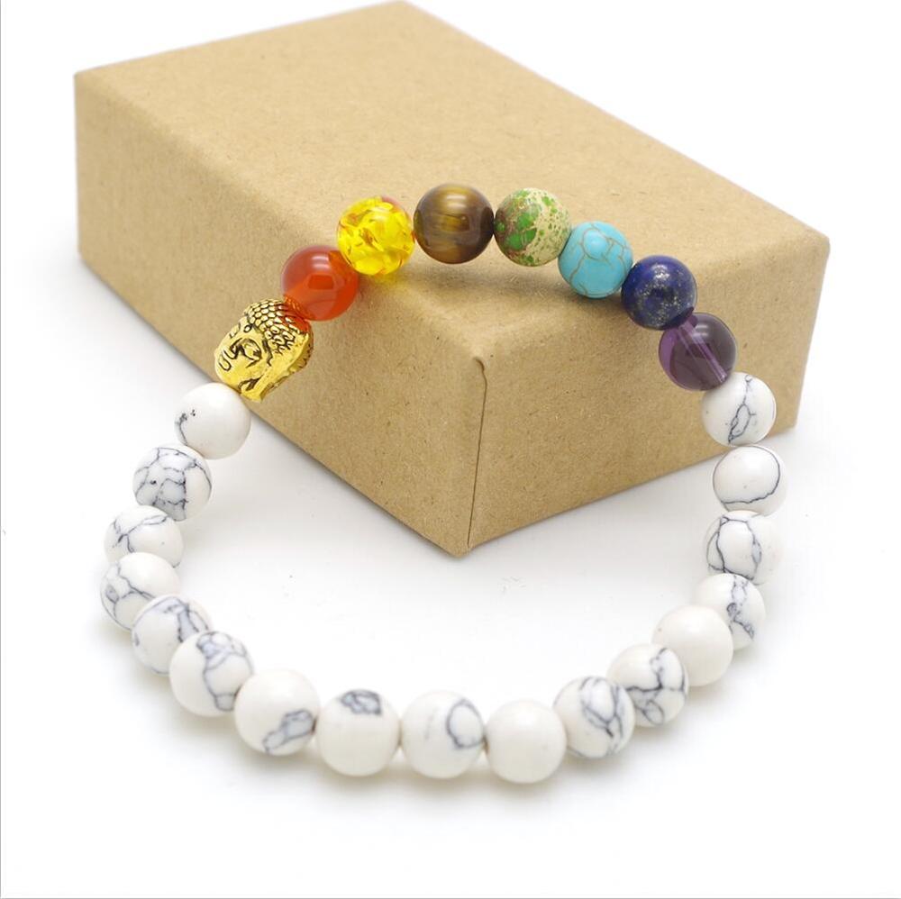 Chakra Mixed Stone Healing Pray Mala Beads Jewelry Balancing Bracelet
