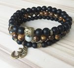 Mala Healing beads Tiger eye Matte Onyx Bronze Buddha Yoga Bracelets
