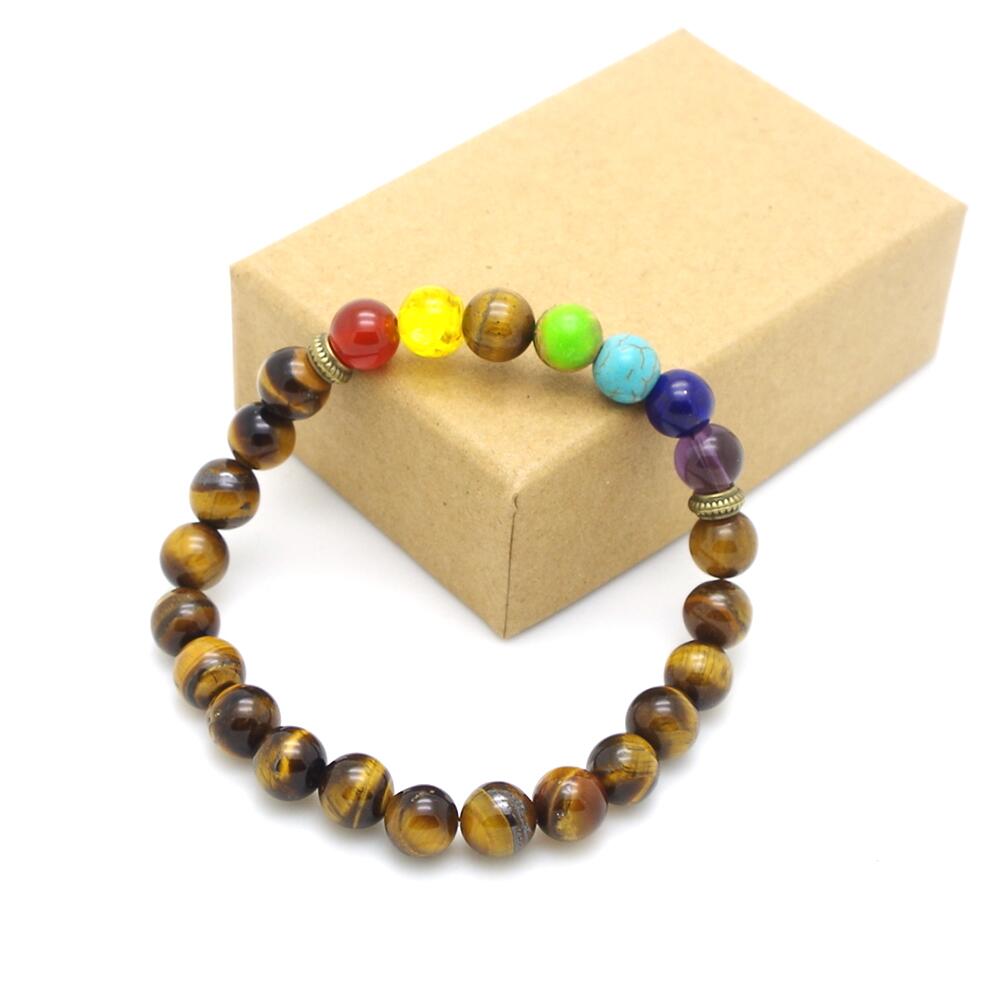 Chakra Mixed Stone Healing Pray Mala Beads Jewelry Balancing Bracelet