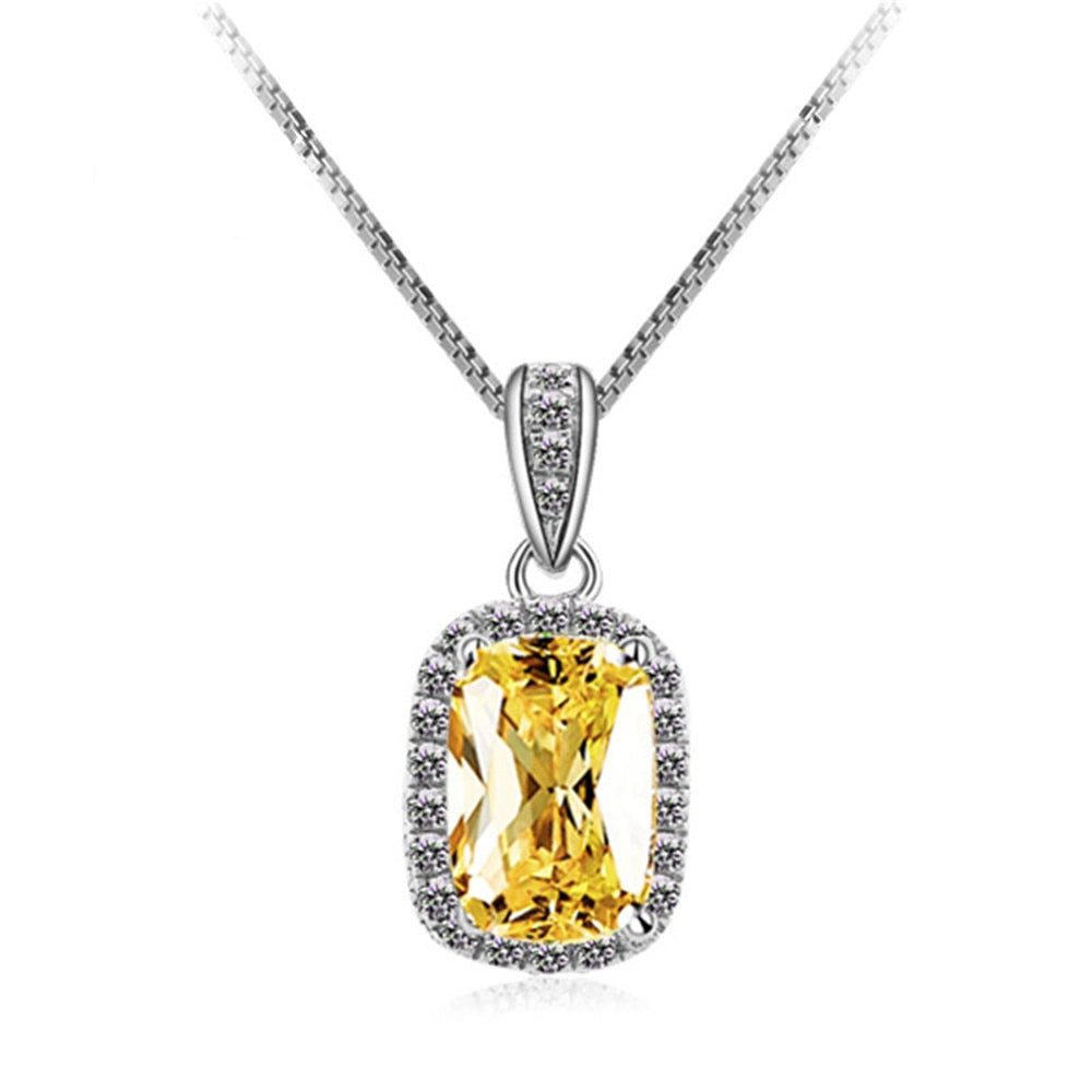 Gemstone Birthstone White Gold Pendant Necklace