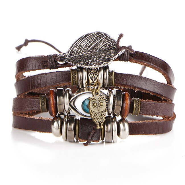 Leaf Feather Multilayer Leather Bracelet