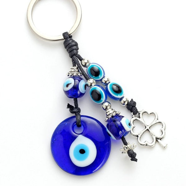 Evil Eye Fashion Alloy Clover Shape Charm Keychain