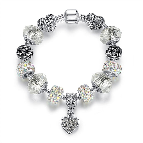 Luxury Brand Women Bracelet Silver Color Crystal Charm Bracelet for Women