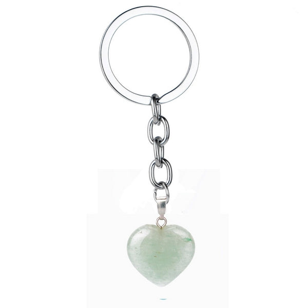 Natural Heart Stone Rose Quartz Keychain