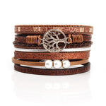 Leather Bracelet Charm Pearls Bracelets & Bangles