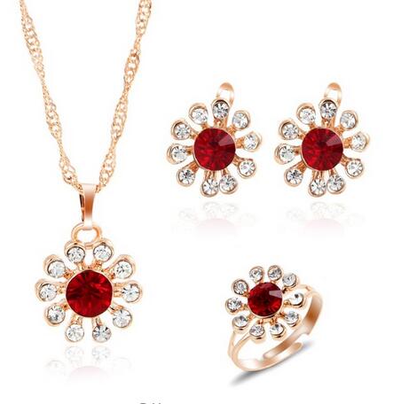 bridal gold color necklace earrings Ring