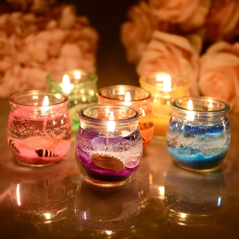 Marine jelly candle with glass jar