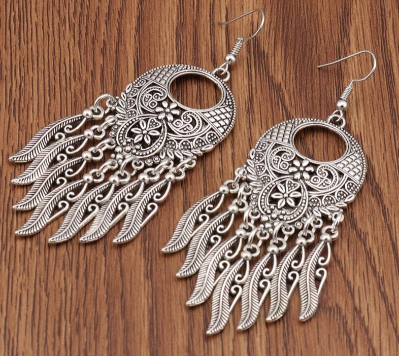 Hollow Carved Flowers Geometric Drop Earrings