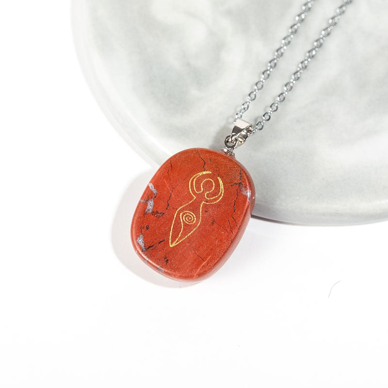 Natural Stones Carving Chakra Pendant Necklace