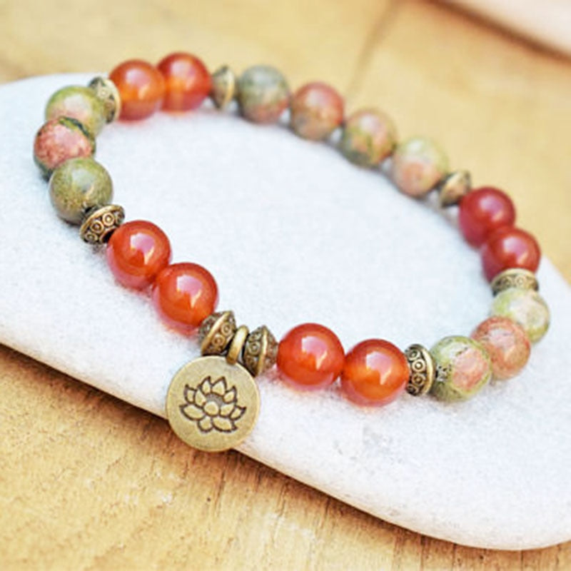 Lotus Wrist Mala Healing Crystal Lotus Bracelet