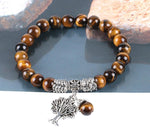Natural Tiger Eye Gem Stone Reiki Healing Energy Mala Yoga Beads Bracelets