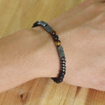 Tiger Eye Beads Strand Bracelet Arrow Hematite Stone Bracelet