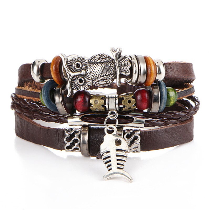 Leaf Feather Multilayer Leather Bracelet