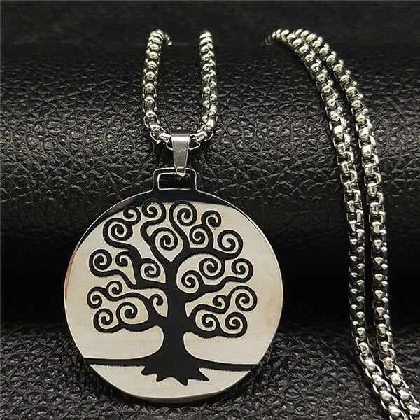Tree of Life Enamel Stainless Steel Chain Necklaces