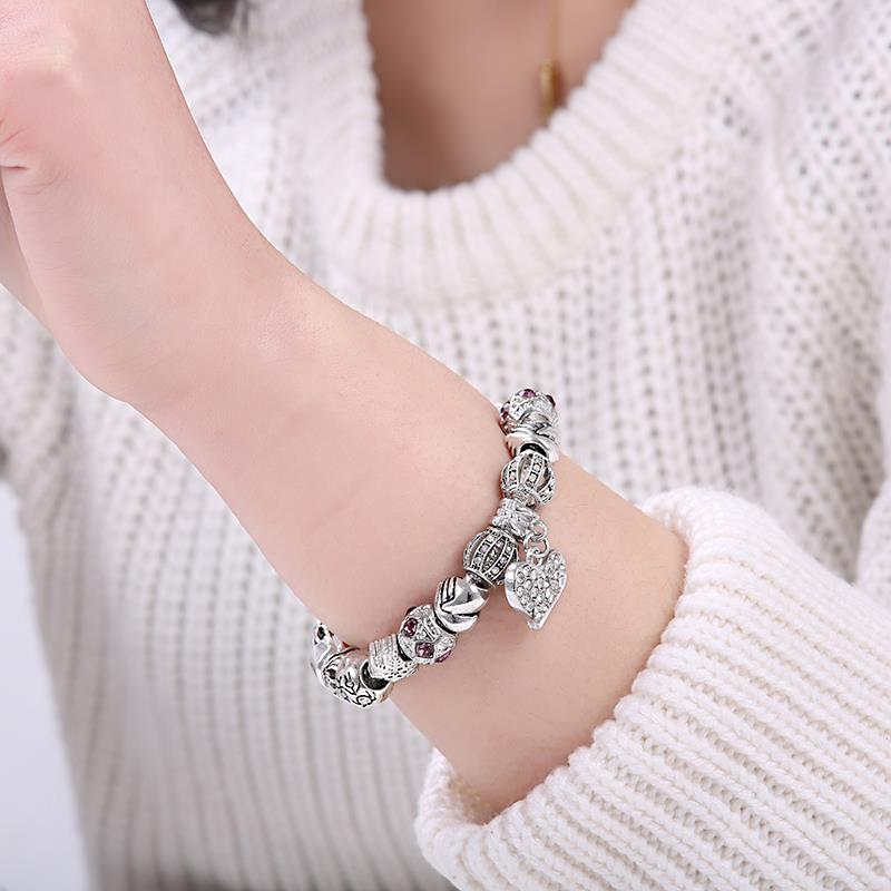 Luxury Brand Women Bracelet Silver Color Crystal Charm Bracelet for Women