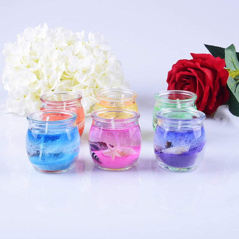 Marine jelly candle with glass jar