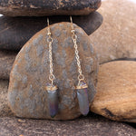 Titanium Aqua Aura Quartz Crystal Drop Earring