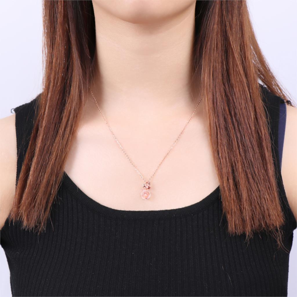 Rose Flower Natural Gemstone Rose Quartz Necklace