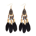 Bohemian Feather Tassel Earrings
