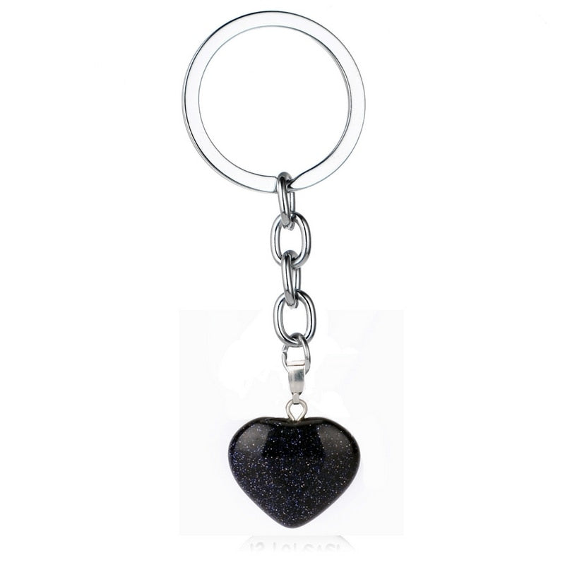 Natural Heart Stone Rose Quartz Keychain