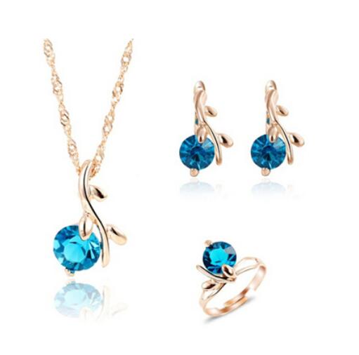 bridal gold color necklace earrings Ring