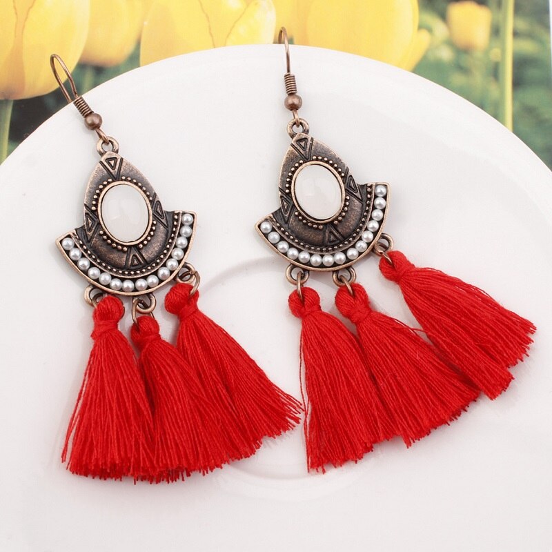 Tassel Earrings  Women Long Fringe Drop Earrings